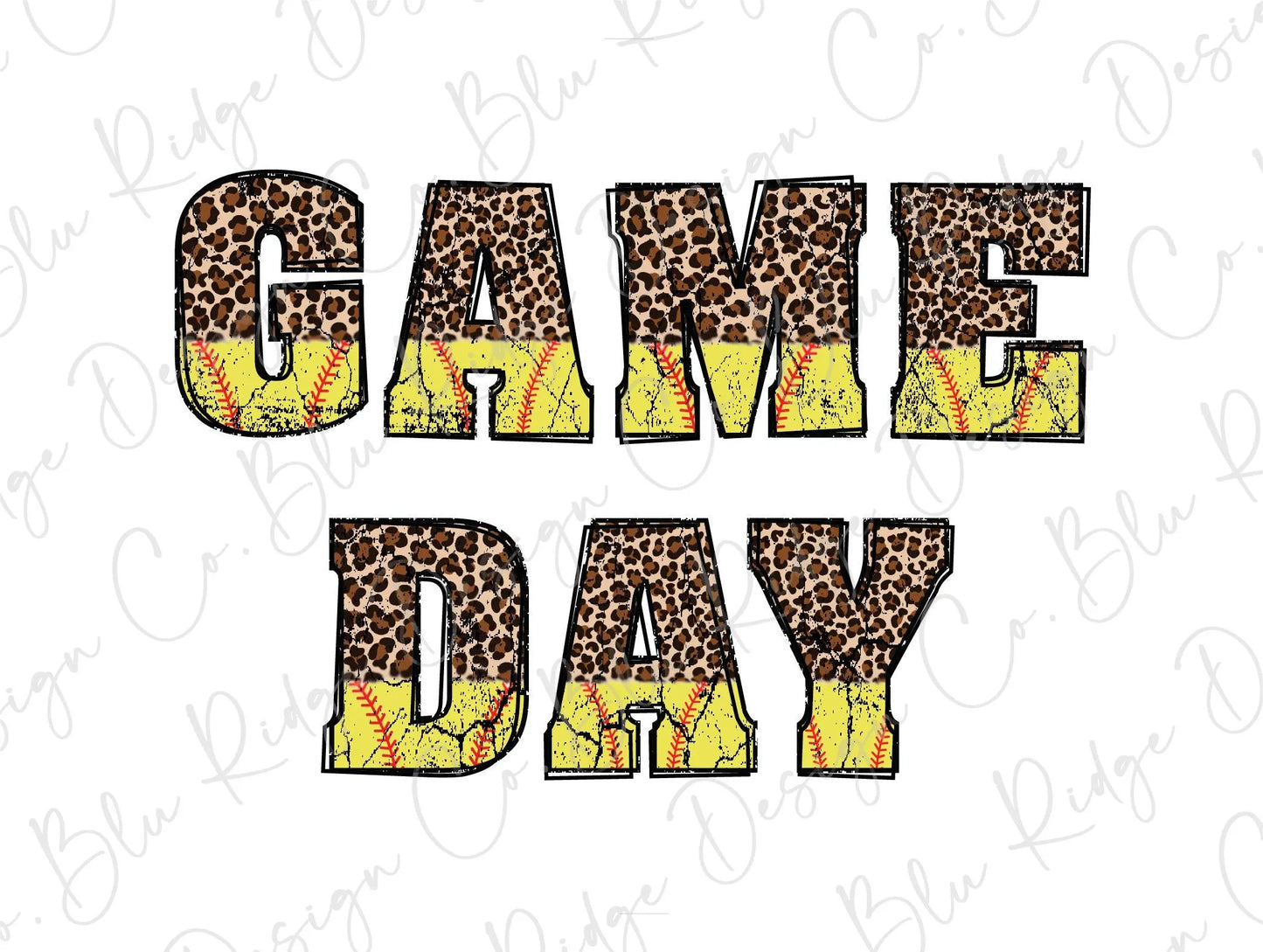 Game Day Softball Leopard Direct To Film (DTF) Transfer BluRidgeDesignCo