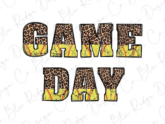 Game Day Softball Leopard Direct To Film (DTF) Transfer BluRidgeDesignCo