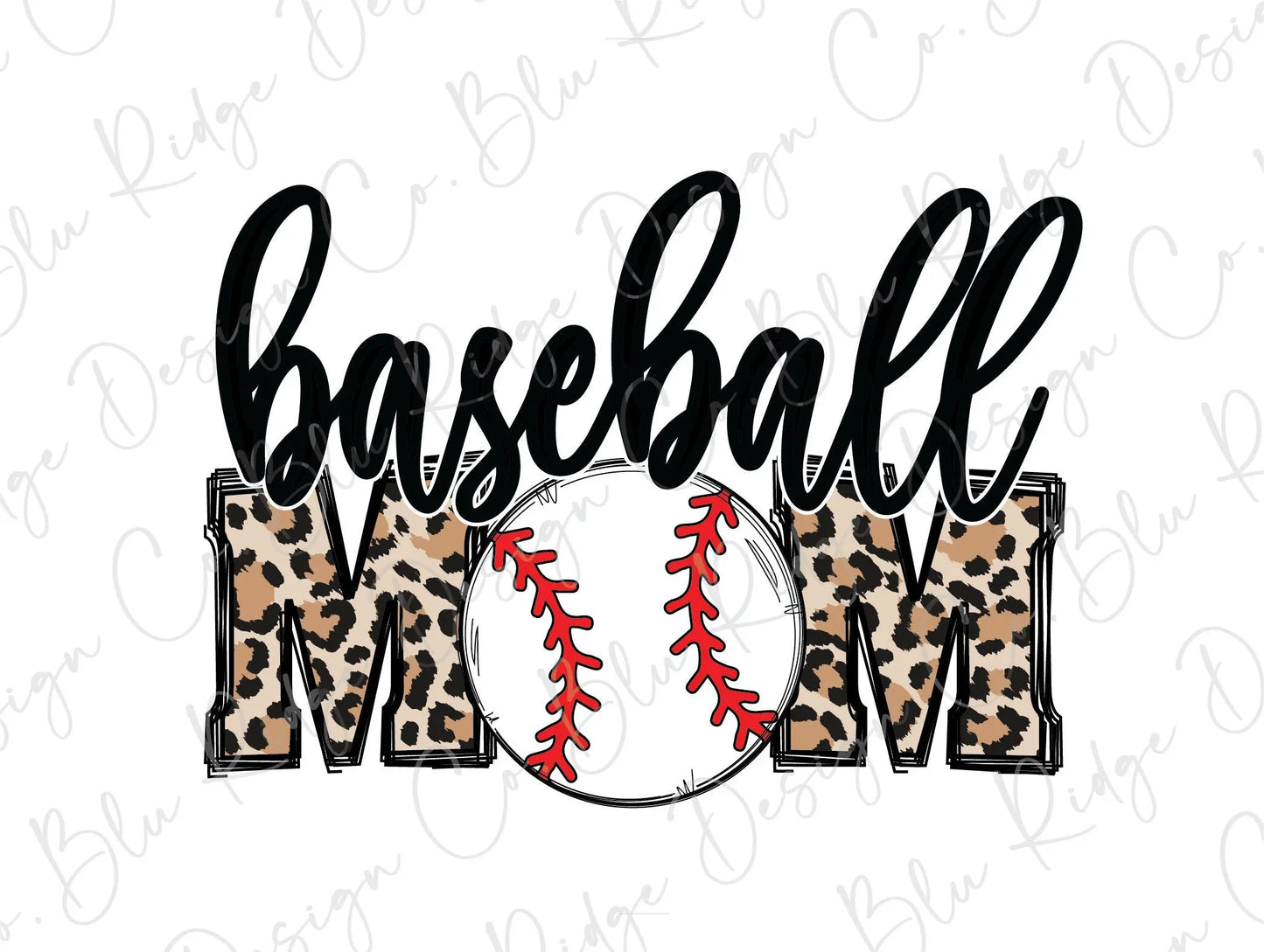 Leopard Baseball Mom Direct to Film (DTF) Transfer BluRidgeDesignCo