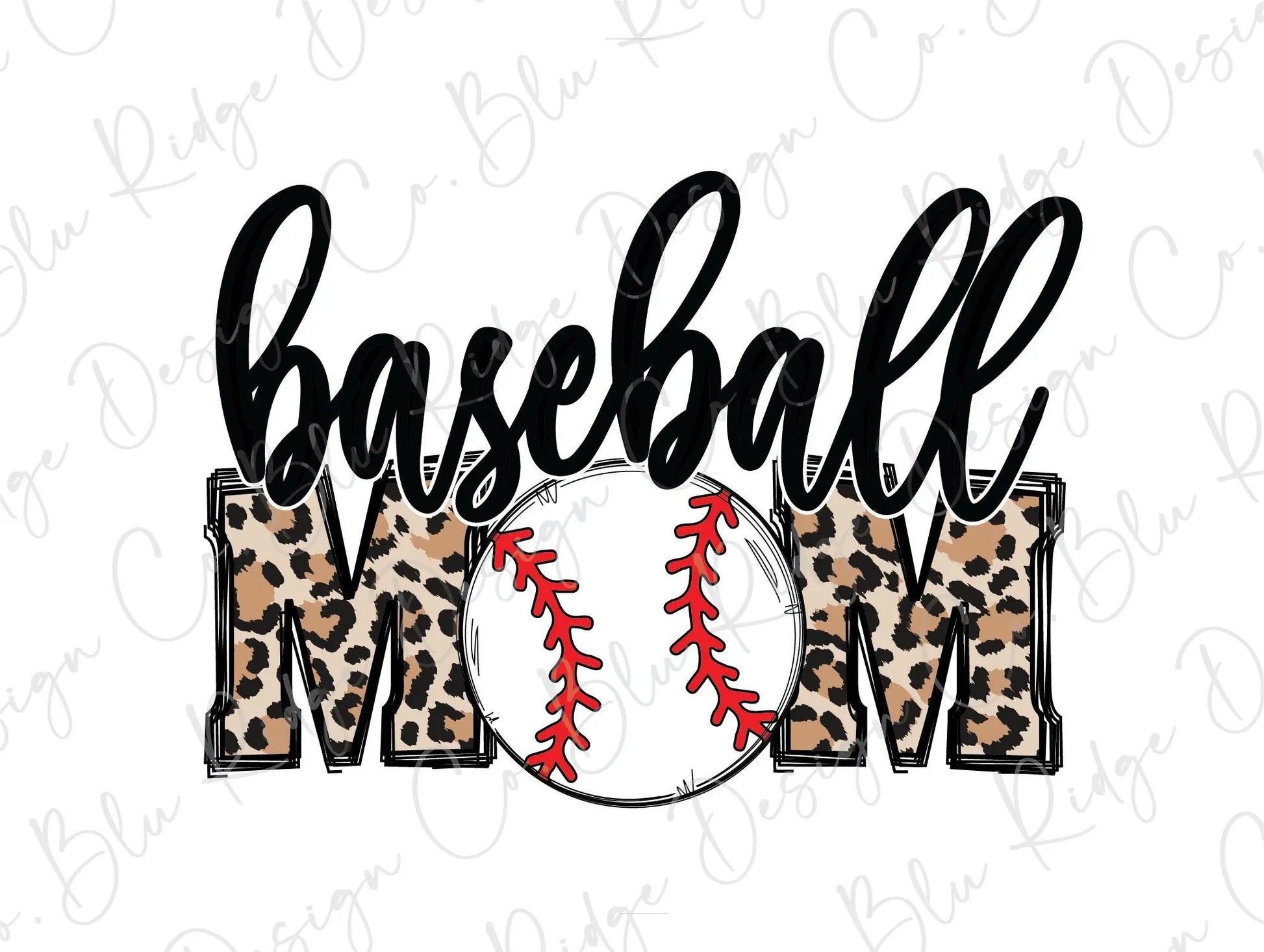 Leopard Baseball Mom Direct to Film (DTF) Transfer BluRidgeDesignCo