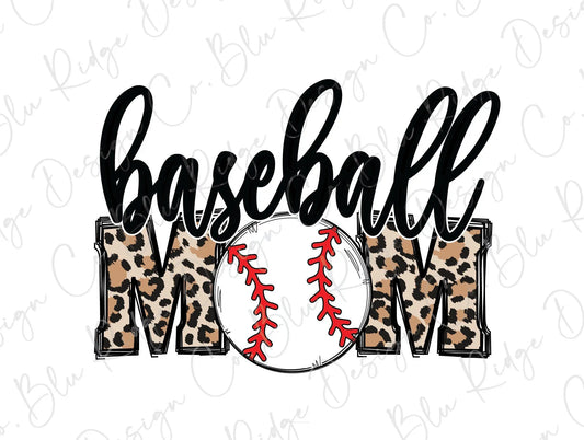 Leopard Baseball Mom Direct to Film (DTF) Transfer BluRidgeDesignCo