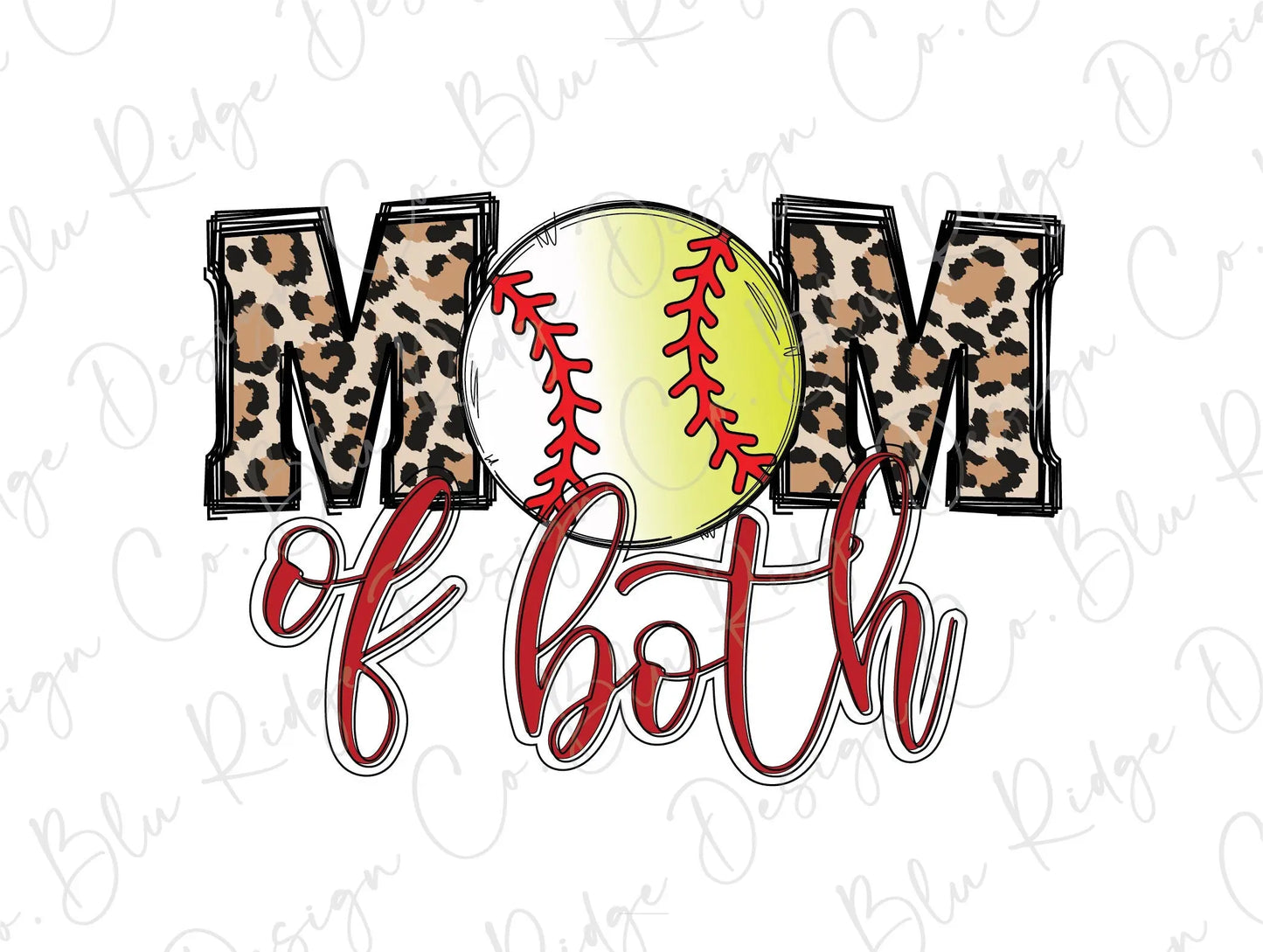 Mom of Both Leopard Baseball Softball Direct to Film (DTF) Transfer BluRidgeDesignCo