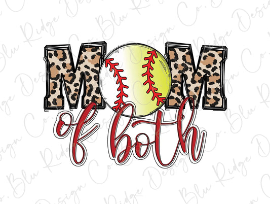 Mom of Both Leopard Baseball Softball Direct to Film (DTF) Transfer BluRidgeDesignCo