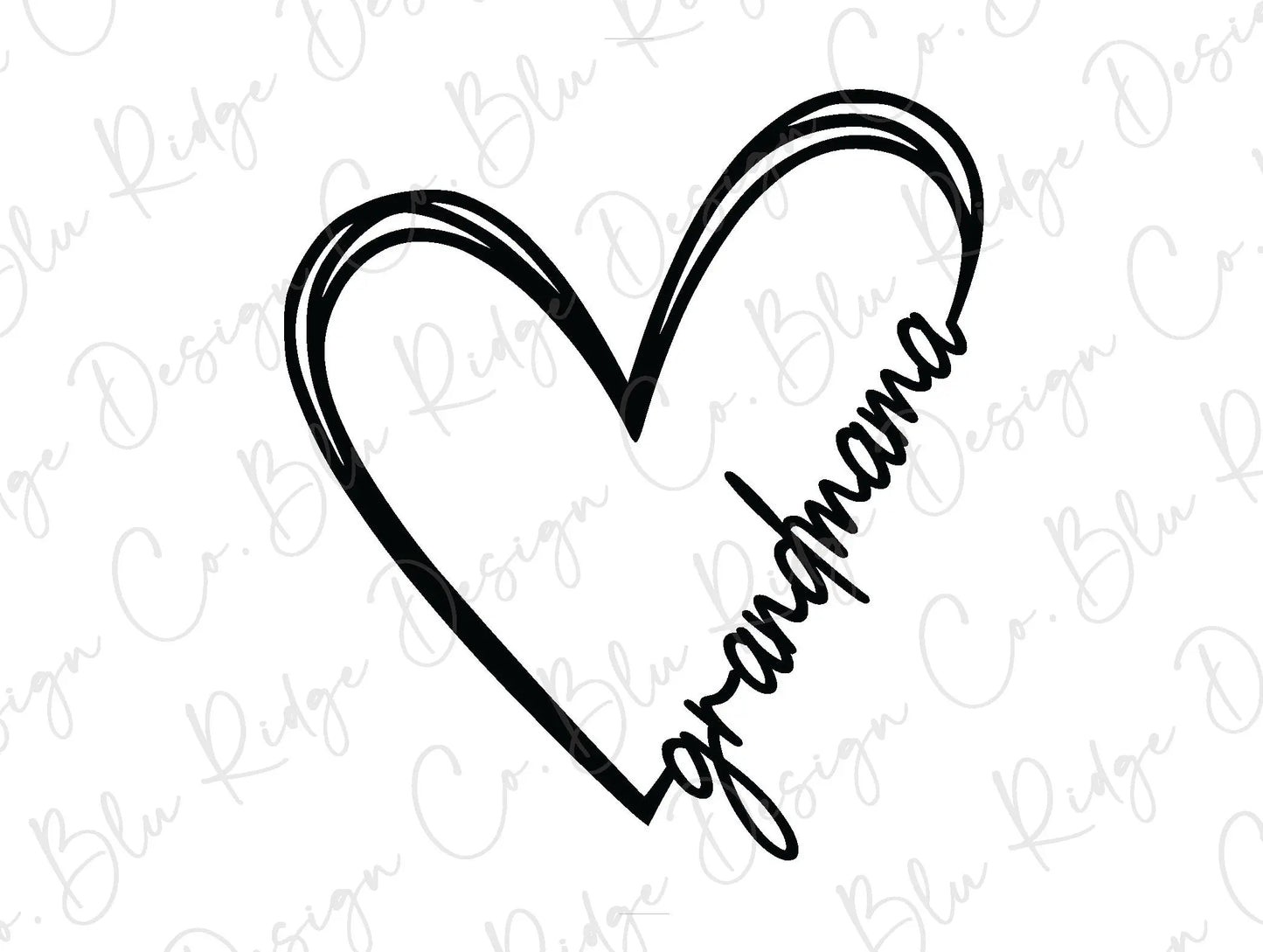 Grandmama Heart Direct To Film (DTF) Transfer BluRidgeDesignCo