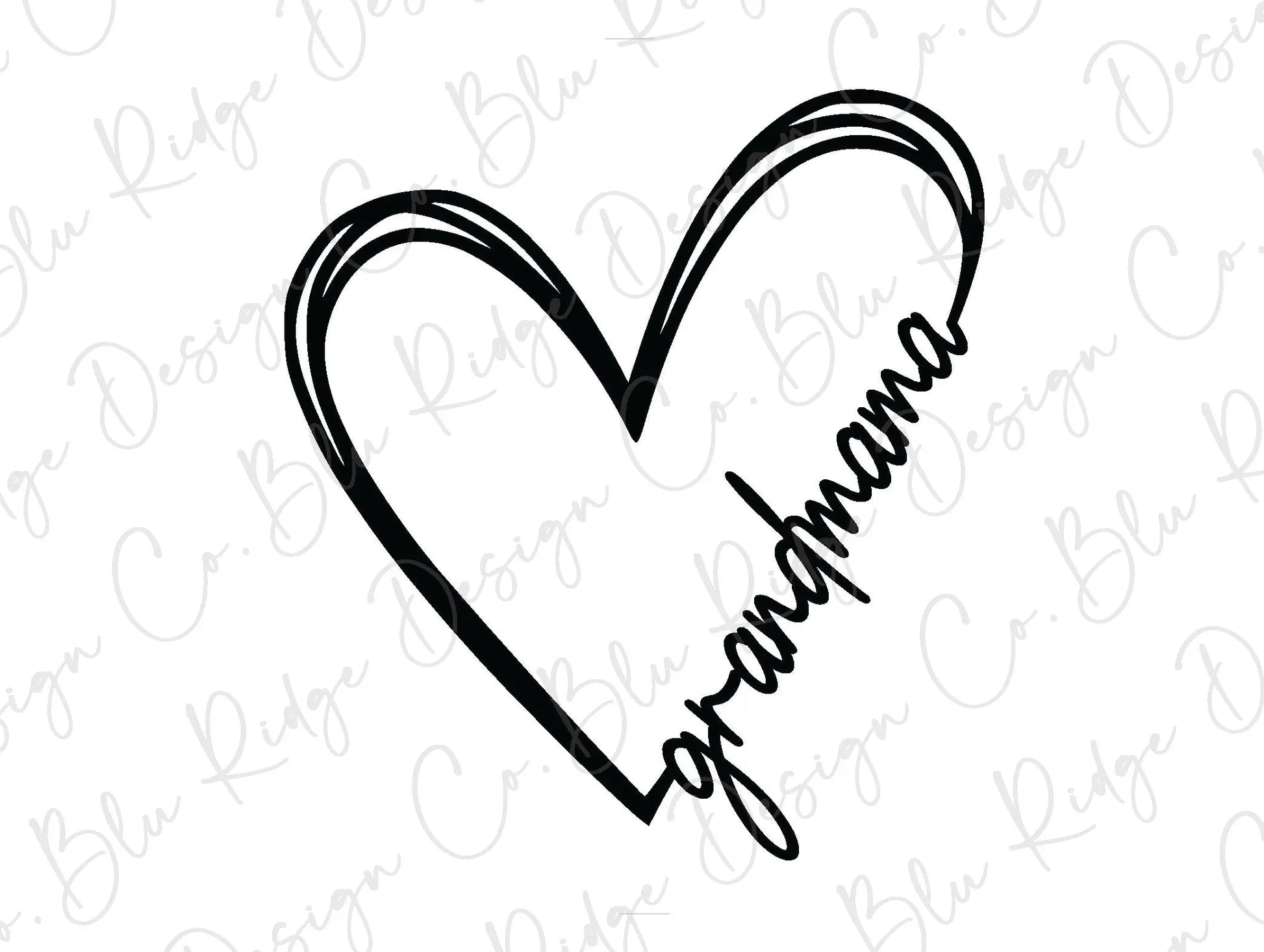 Grandmama Heart Direct To Film (DTF) Transfer BluRidgeDesignCo