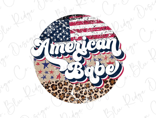 American Babe Leopard Flag Direct To Film (DTF) Transfer BluRidgeDesignCo