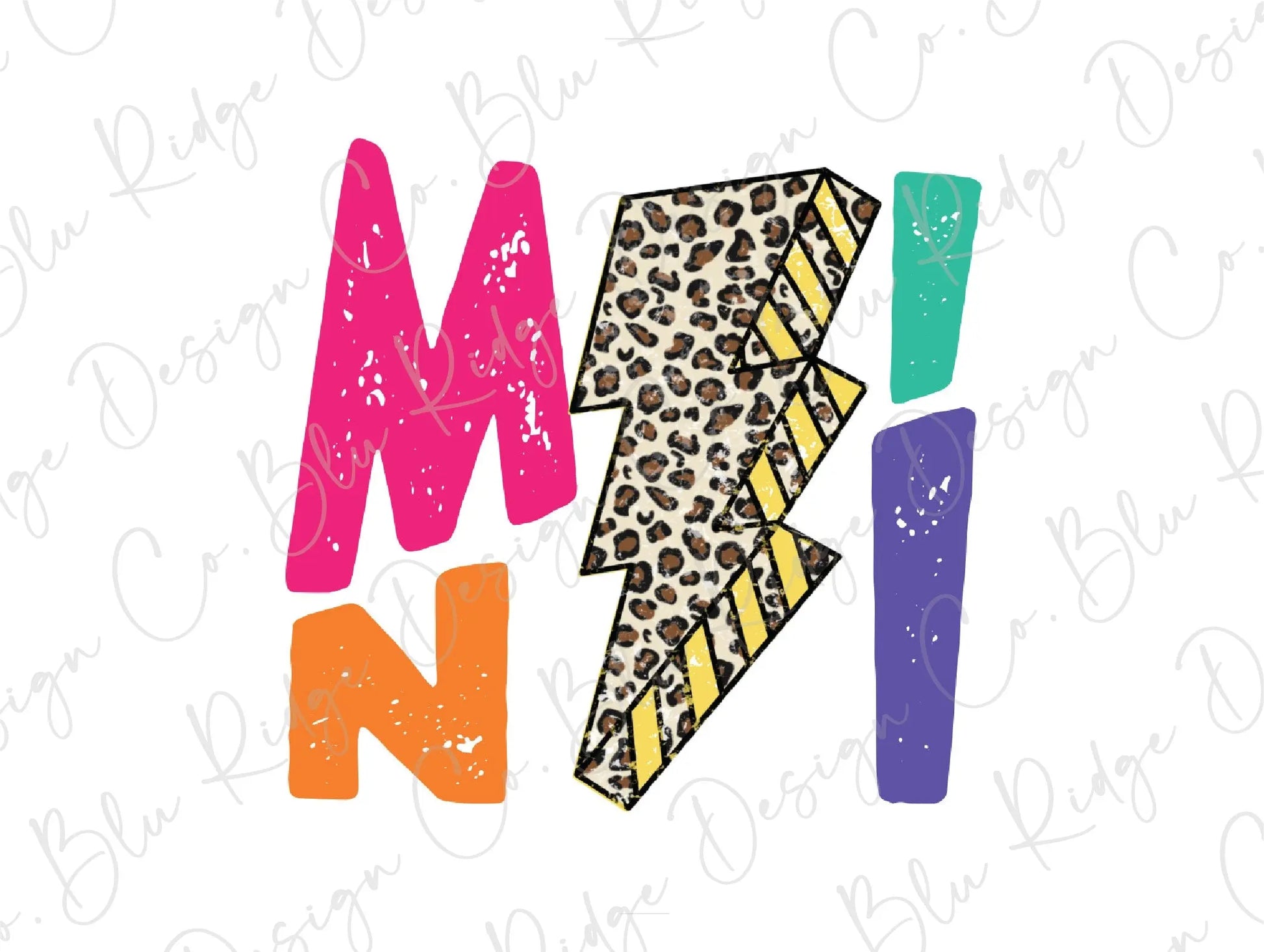 Mini Colorful Leopard Lightning Bolt Direct to Film (DTF) Transfer BluRidgeDesignCo