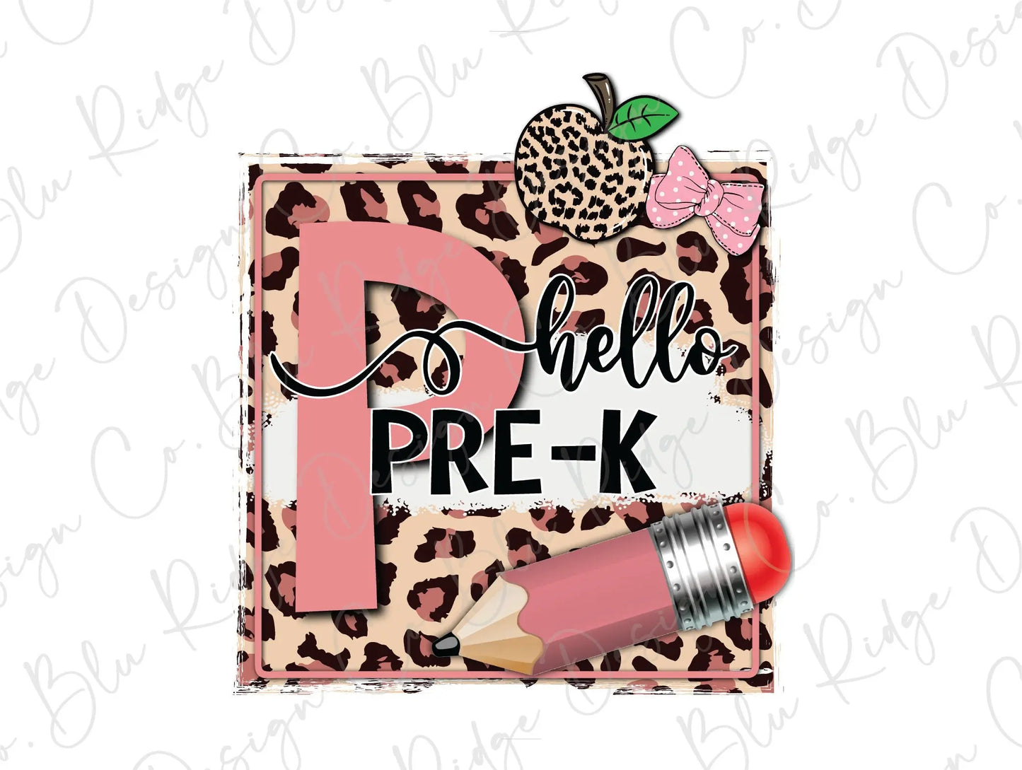 Leopard Apple and Pencil Girl Back to School Grade Levels Direct To Film (DTF) Transfer BluRidgeDesignCo