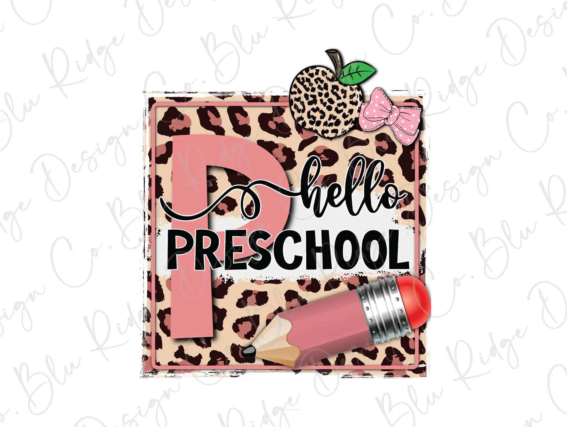 Leopard Apple and Pencil Girl Back to School Grade Levels Direct To Film (DTF) Transfer BluRidgeDesignCo
