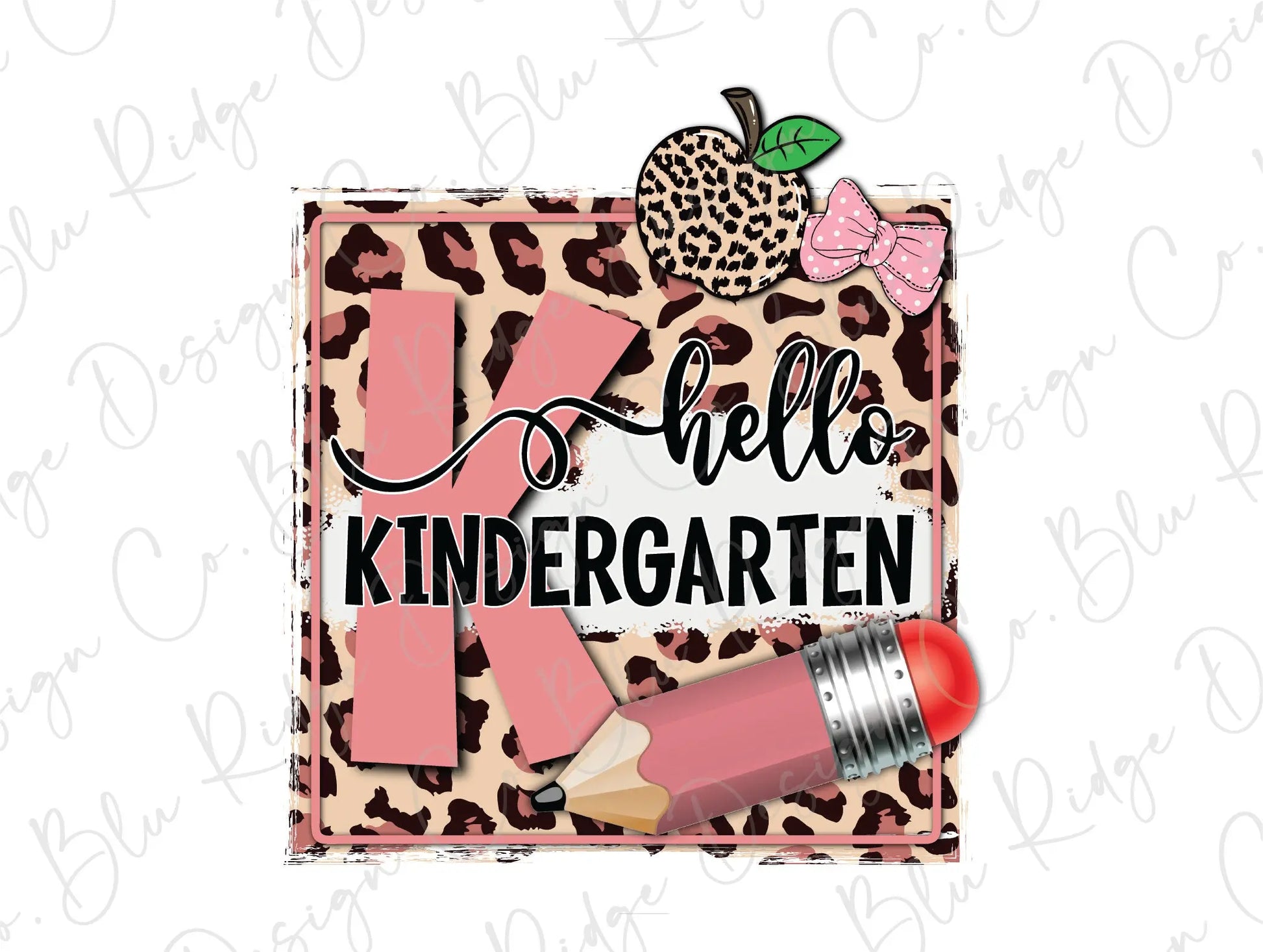 Leopard Apple and Pencil Girl Back to School Grade Levels Direct To Film (DTF) Transfer BluRidgeDesignCo