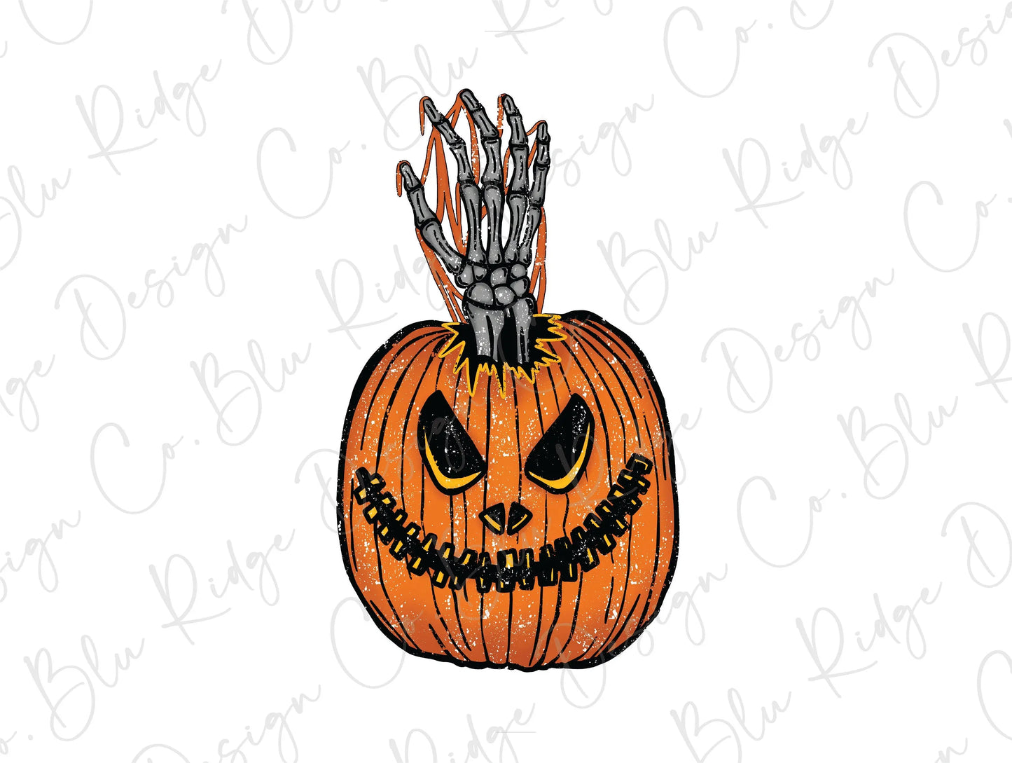 Spooky Squad Skeleton Hand Scary Pumpkin Halloween Pocket Direct to Film (DTF) Transfer BluRidgeDesignCo