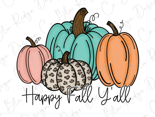 Happy Fall Yall Leopard Pumpkin Patch Direct To Film (DTF) Transfer BluRidgeDesignCo