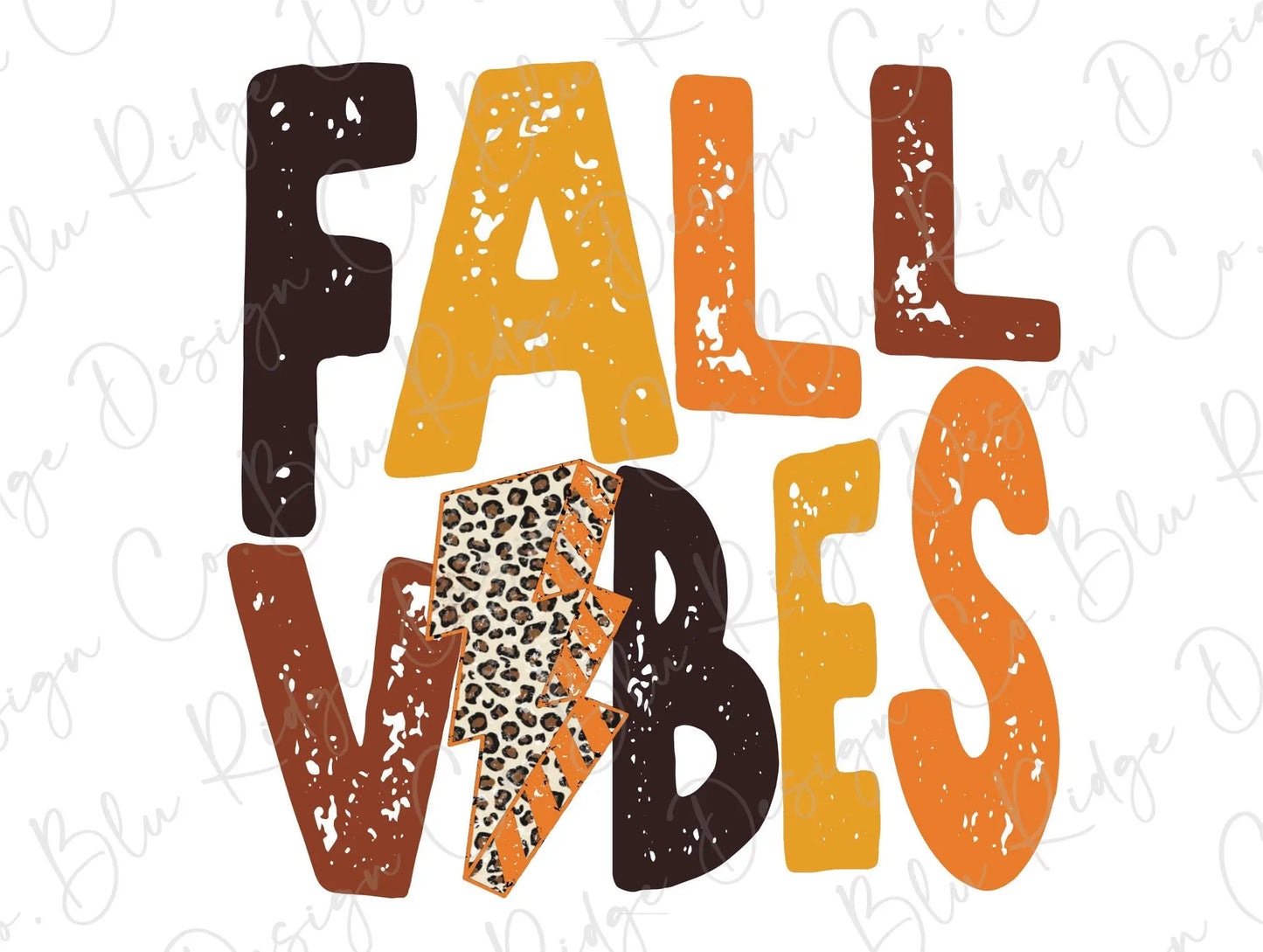 Fall Vibes Lightning Bolt Direct To Film (DTF) Transfer BluRidgeDesignCo