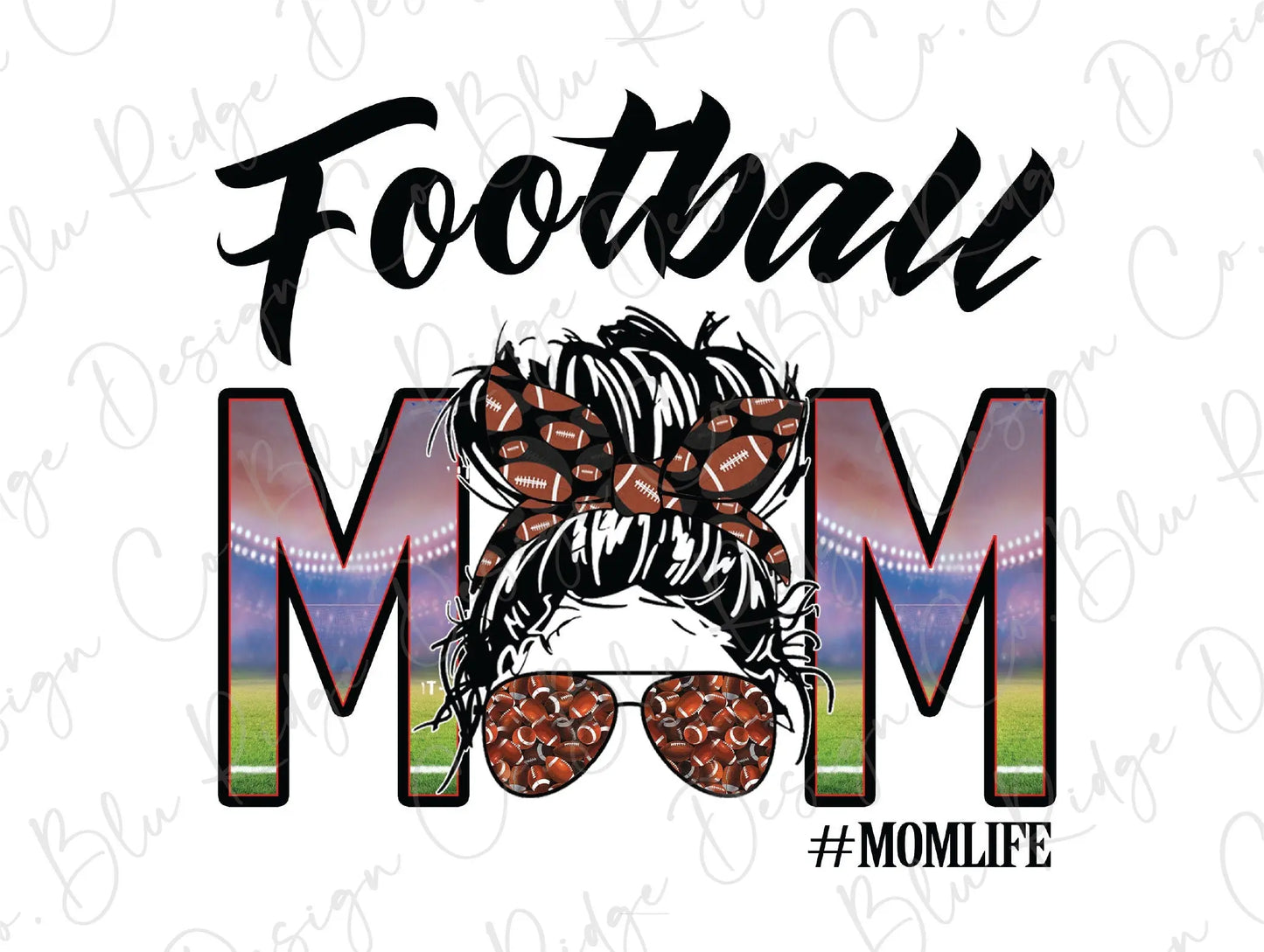 Leopard Football Mom Messy Bun Direct To Film (DTF) Transfer BluRidgeDesignCo