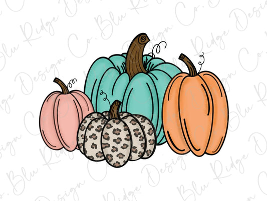 Colorful Fall Pumpkin Patch Direct To Film (DTF) Transfer BluRidgeDesignCo