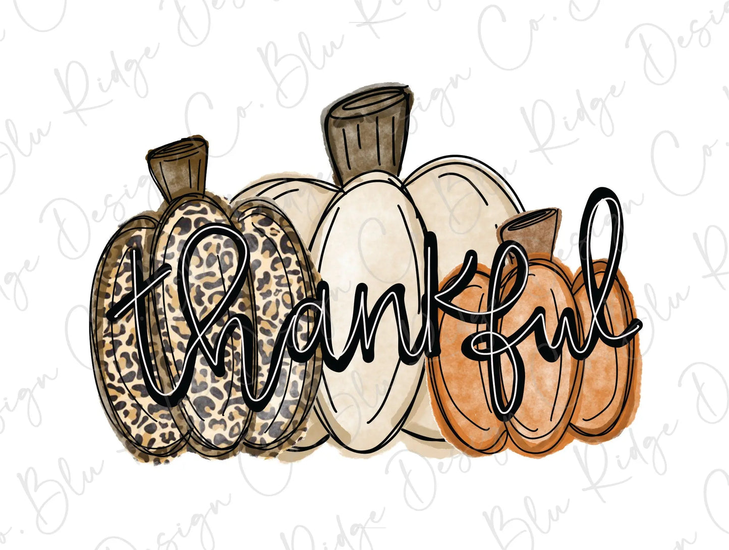 Thankful Leopard Pumpkin Direct to Film (DTF) Transfer BluRidgeDesignCo