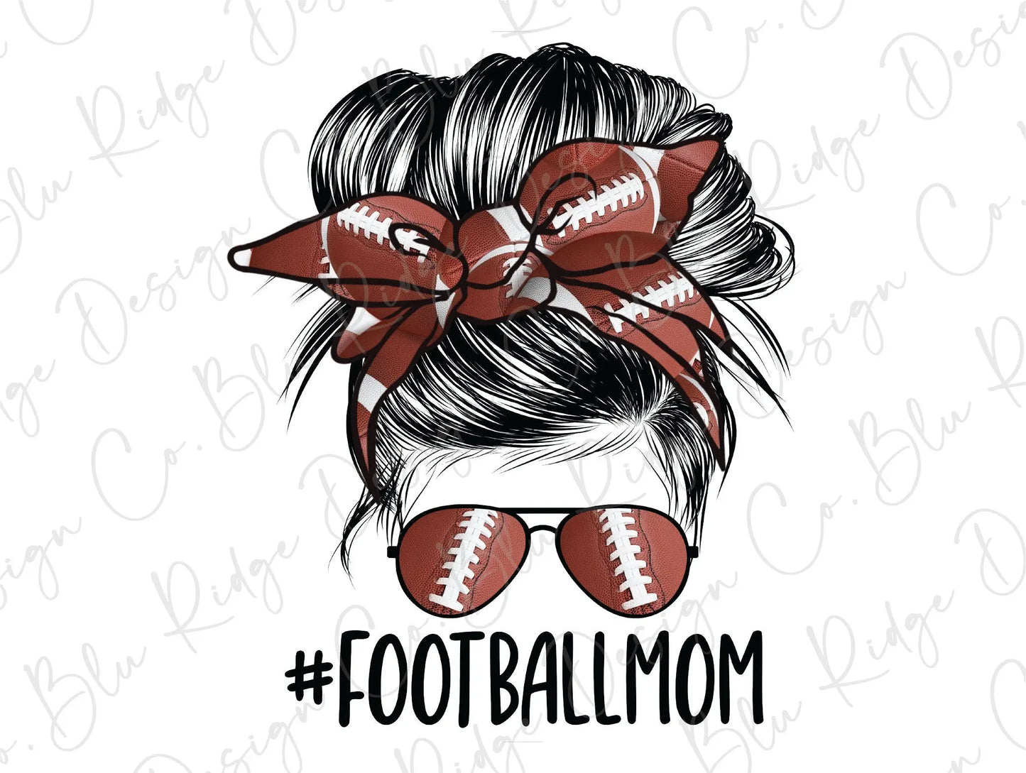 Leopard Football Mom Messy Bun Football Bow Direct To Film (DTF) Transfer BluRidgeDesignCo