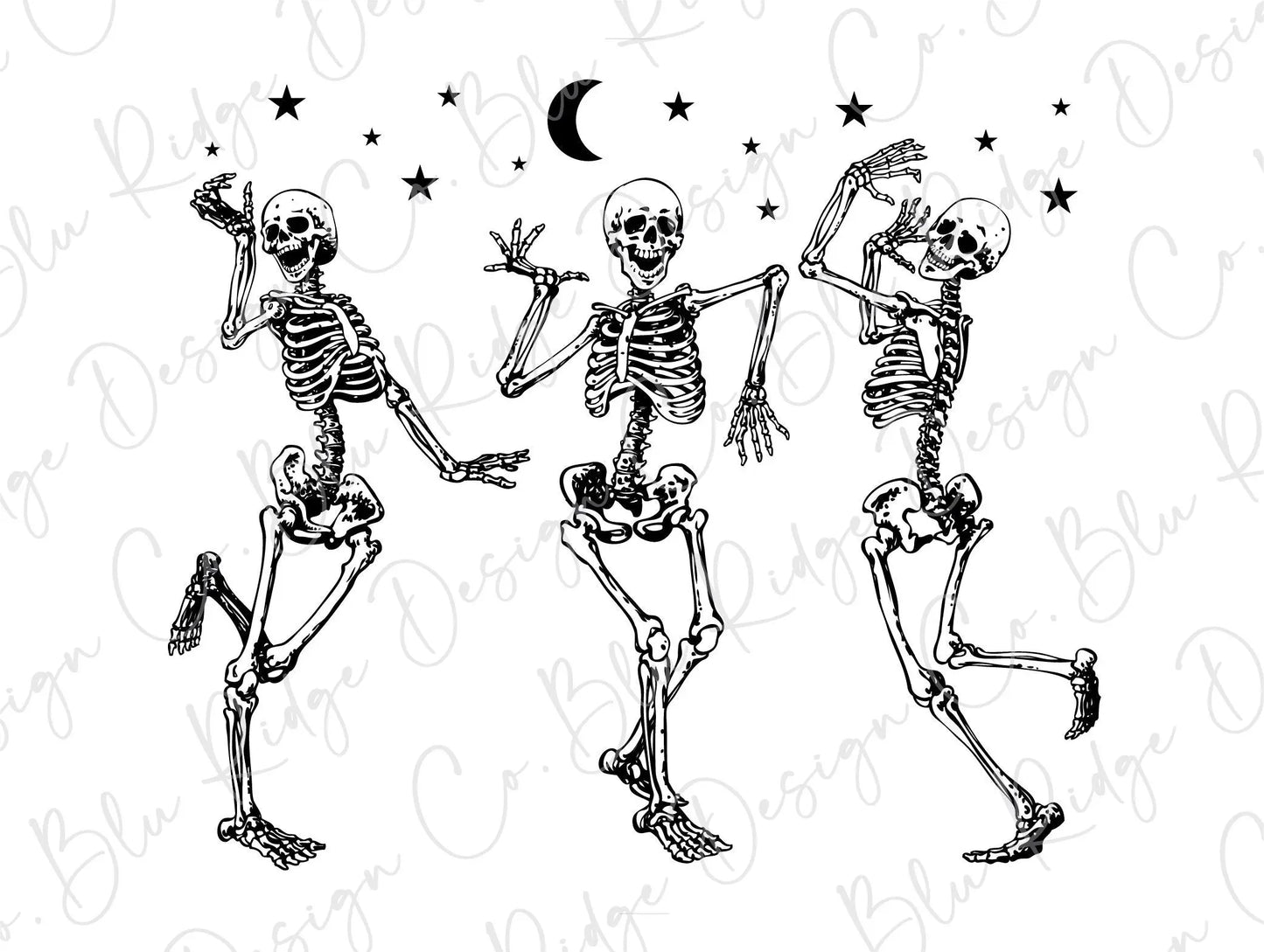 Dancing Skeletons Halloween Direct To Film (DTF) Transfer BluRidgeDesignCo