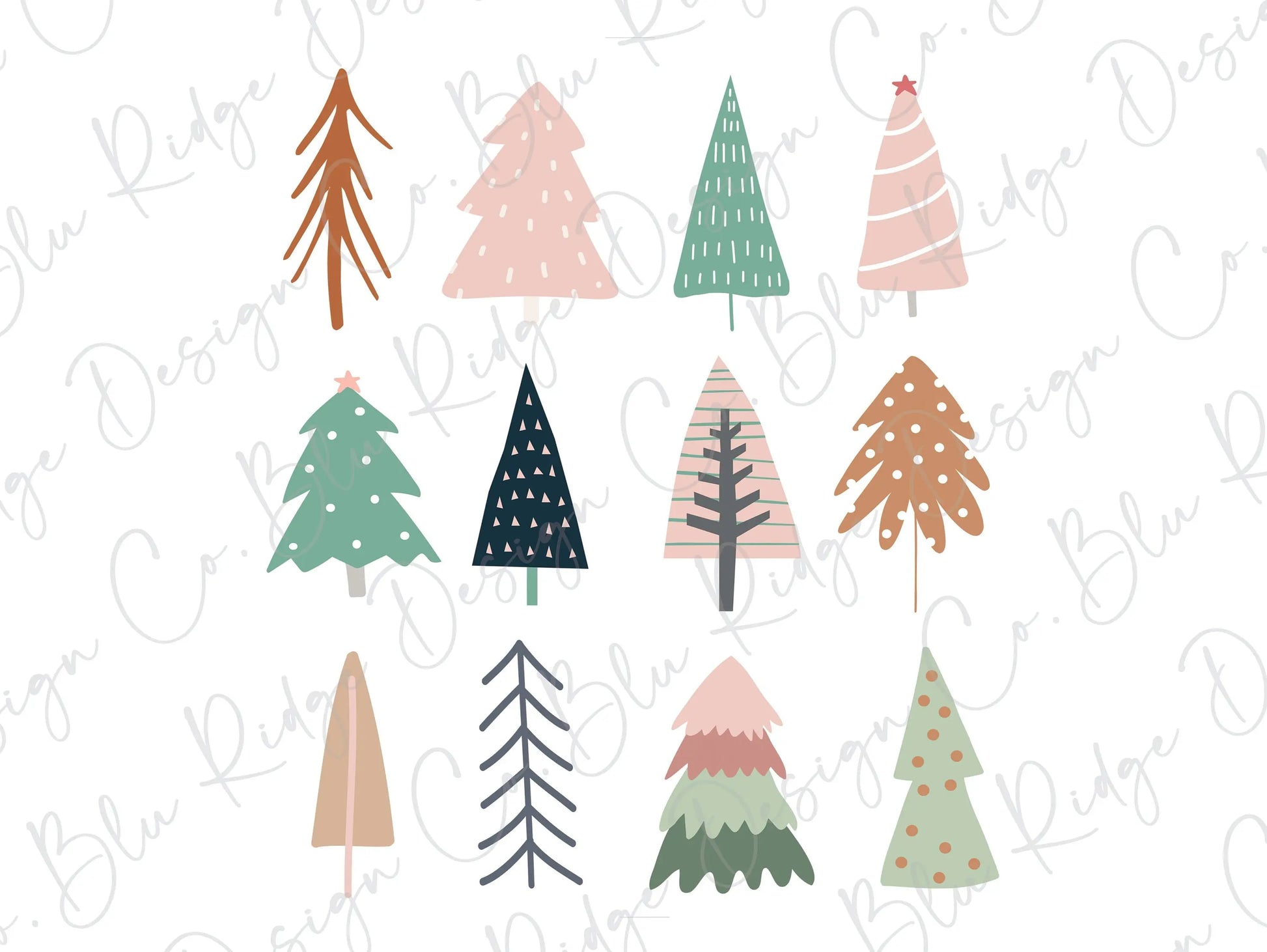 Boho Christmas Tree Collage Direct To Film (DTF) Transfer BluRidgeDesignCo