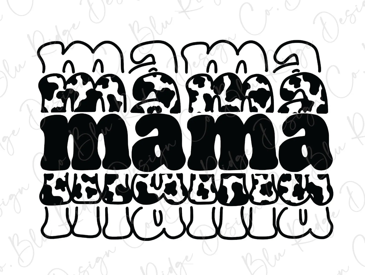 Mama Mama Cow Print Fall Direct To Film (DTF) Transfer BluRidgeDesignCo