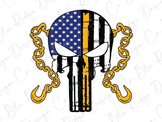 American Flag Skull with Hooks Direct To Film (DTF) Transfer BluRidgeDesignCo