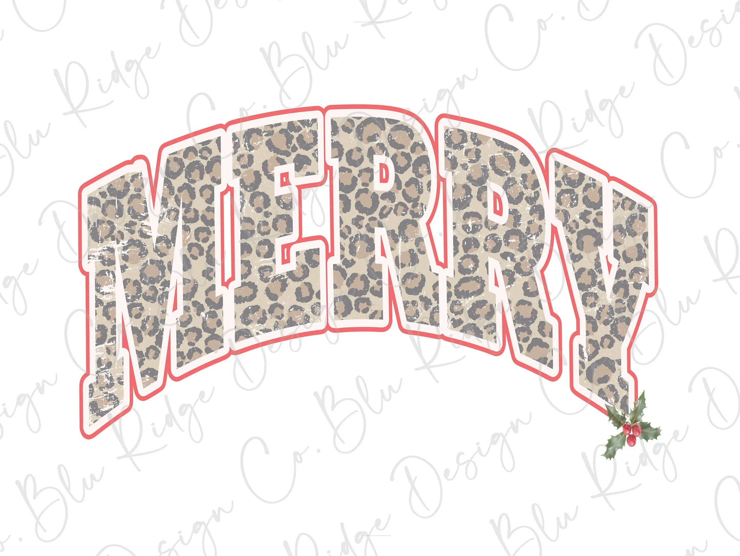 Merry Christmas Leopard Banner Direct to Film (DTF) Transfer BluRidgeDesignCo