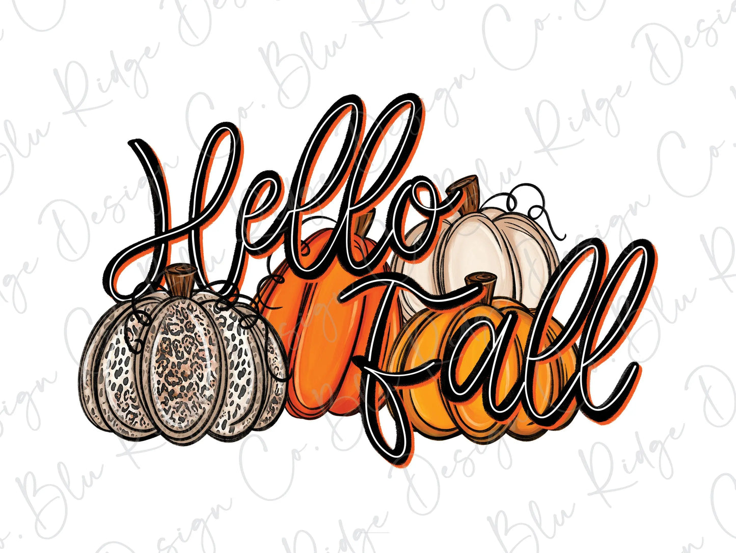 Hello Fall Pumpkin Direct To Film (DTF) Transfer BluRidgeDesignCo