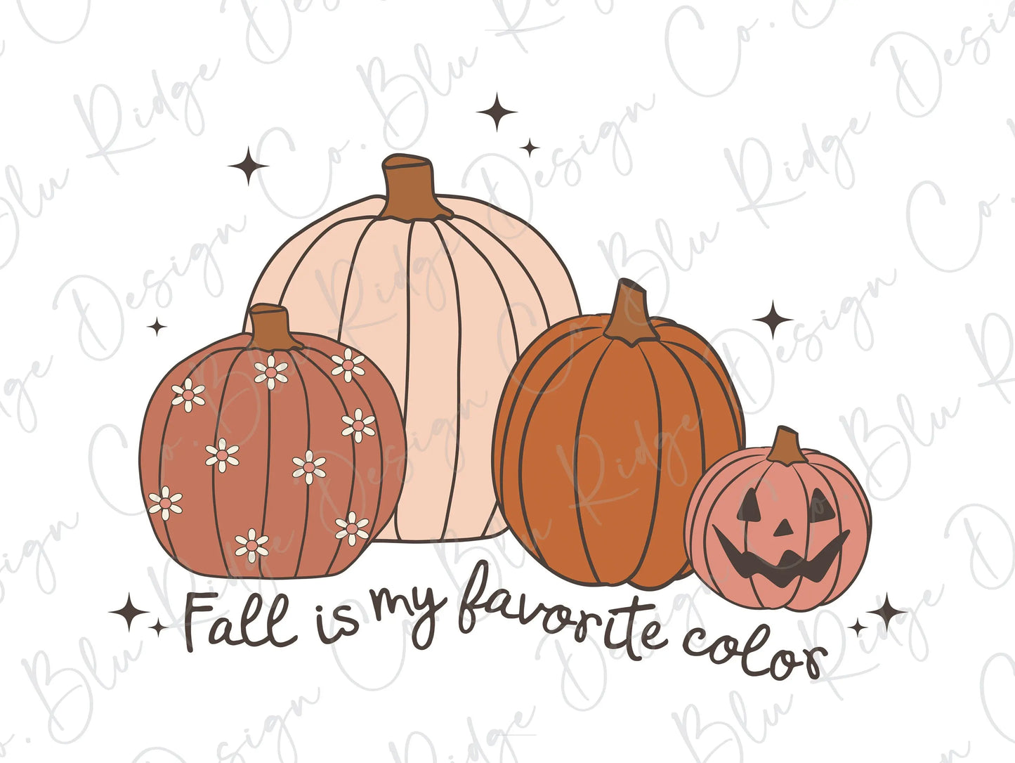 Fall is my Favorite Color Boho Pumpkins Direct To Film (DTF) Transfer BluRidgeDesignCo