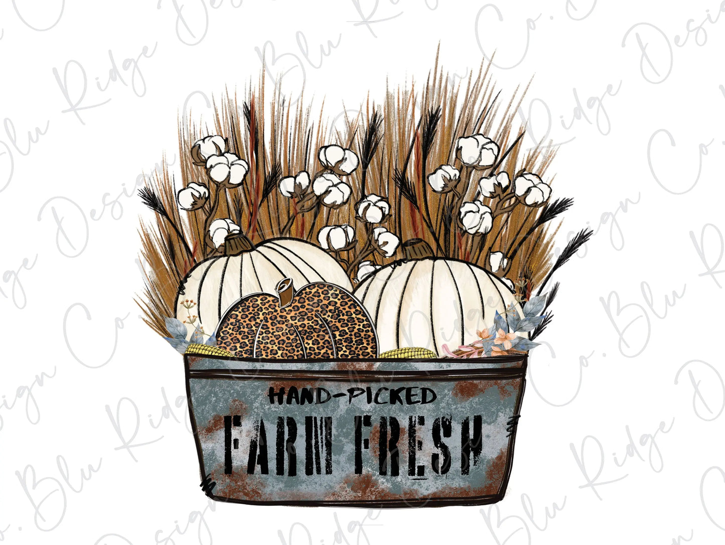 Farm Fresh Pumpkins n Flowers Direct To Film (DTF) Transfer BluRidgeDesignCo