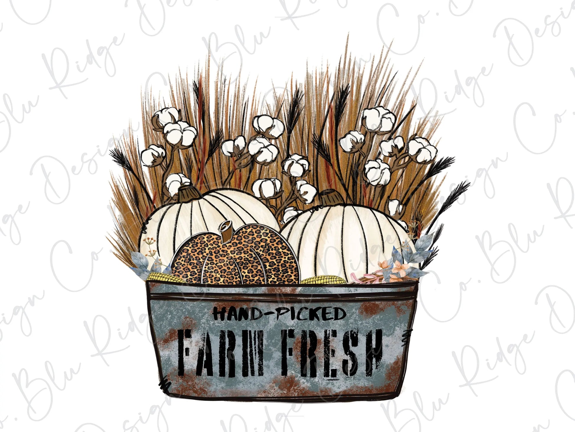Farm Fresh Pumpkins n Flowers Direct To Film (DTF) Transfer BluRidgeDesignCo