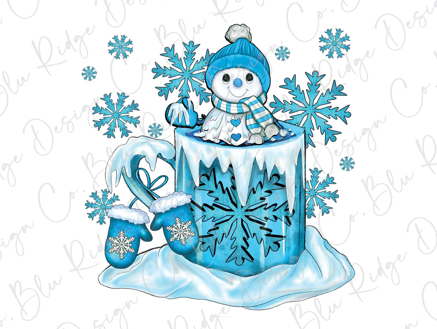 Christmas Winter Wonderland Iced Coffee Cup Direct To Film (DTF) Transfer BluRidgeDesignCo