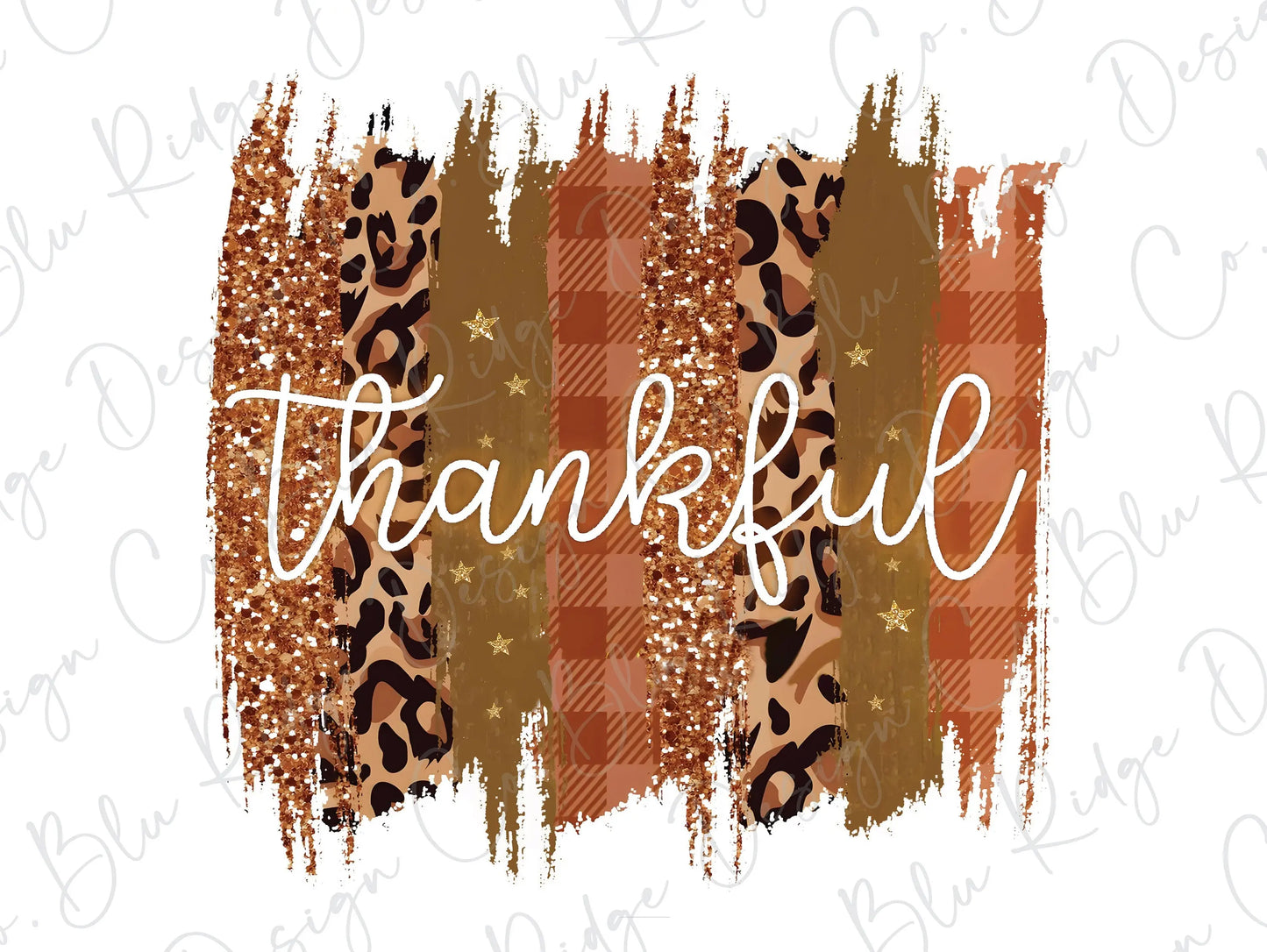 Thankful Leopard Plaid Glitter Fall Background Direct to Film (DTF) Transfer BluRidgeDesignCo