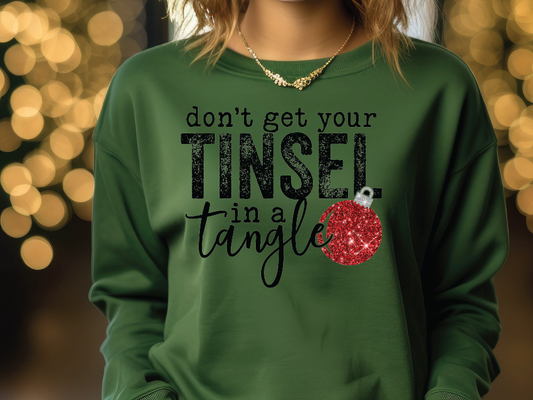 Don't get your Tinsel in a Tangle Red Christmas Ornament Graphic T-Shirt