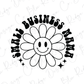 a black and white flower with a smile on it