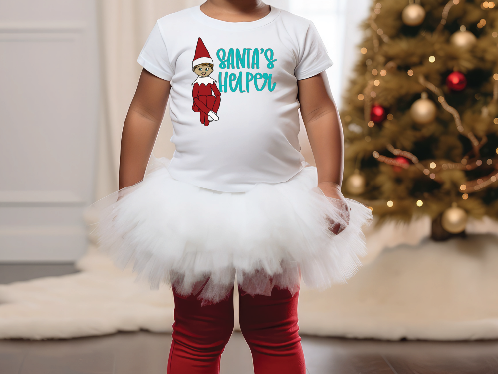 a little girl wearing a santa clause outfit