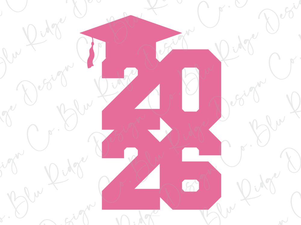 a large pink number "26" with a graduation cap on top, representing the year of graduation.