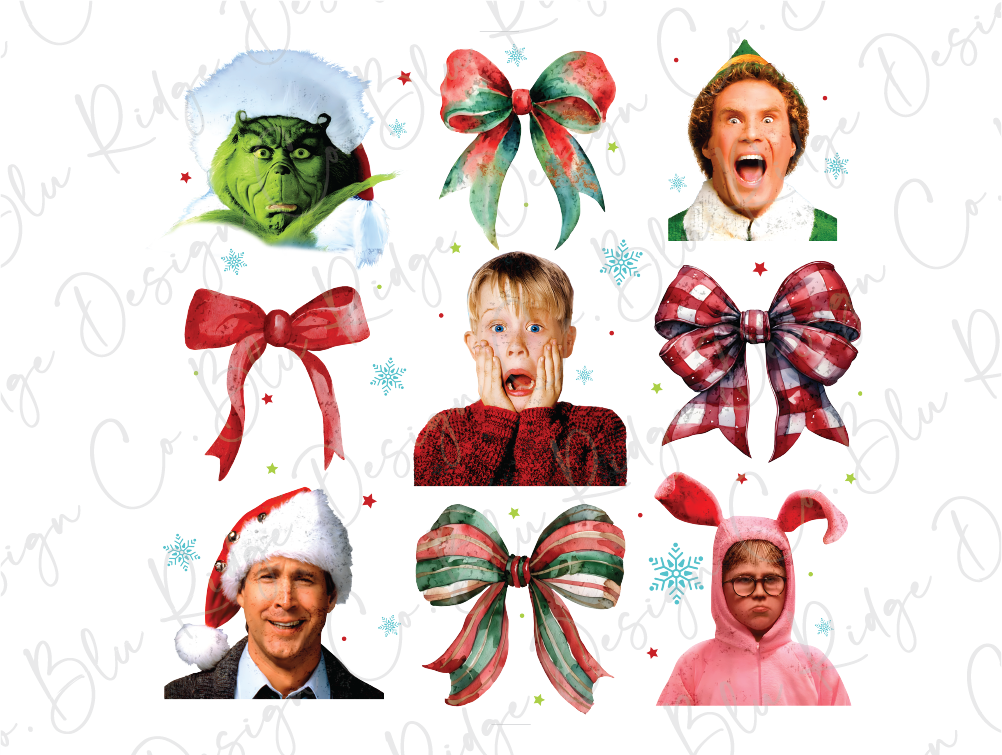 a group of people wearing christmas hats and bow ties