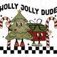 Holly Jolly Dude Christmas Tree Candy Cane Graphic T-Shirt