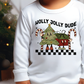 Holly Jolly Dude Christmas Tree Candy Cane Graphic T-Shirt