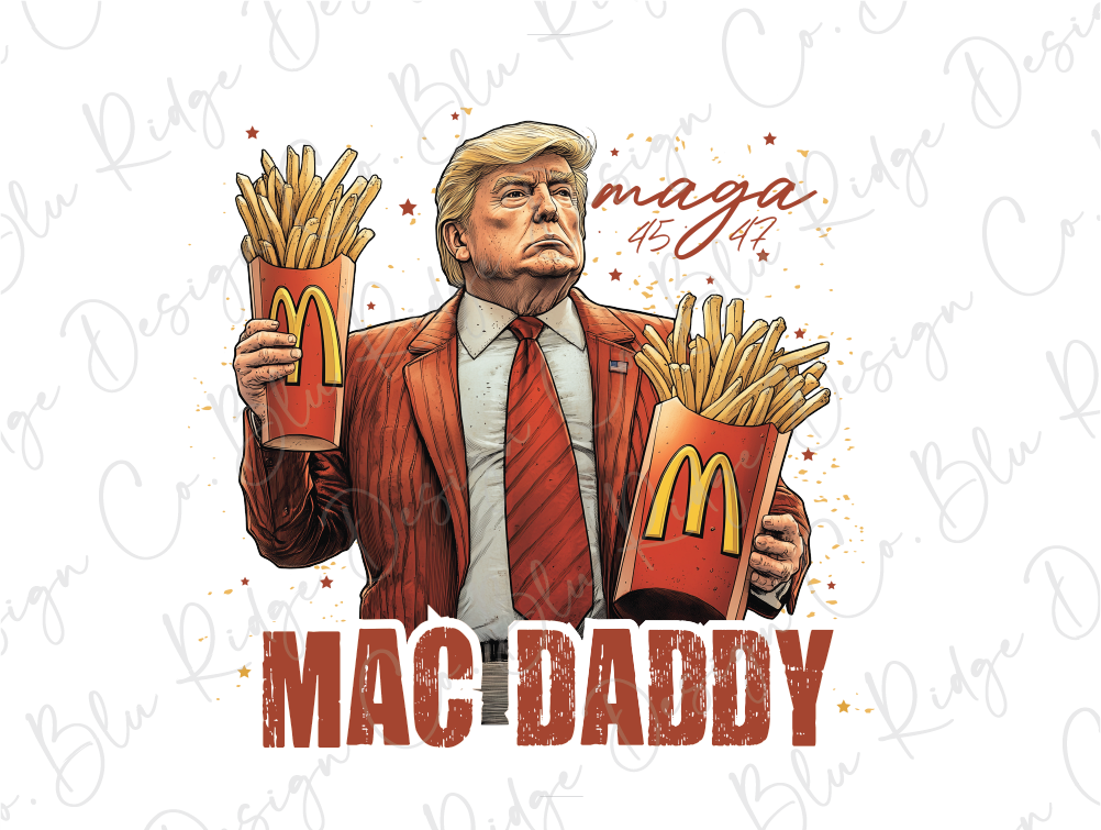 a drawing of a man in a suit holding two french fries