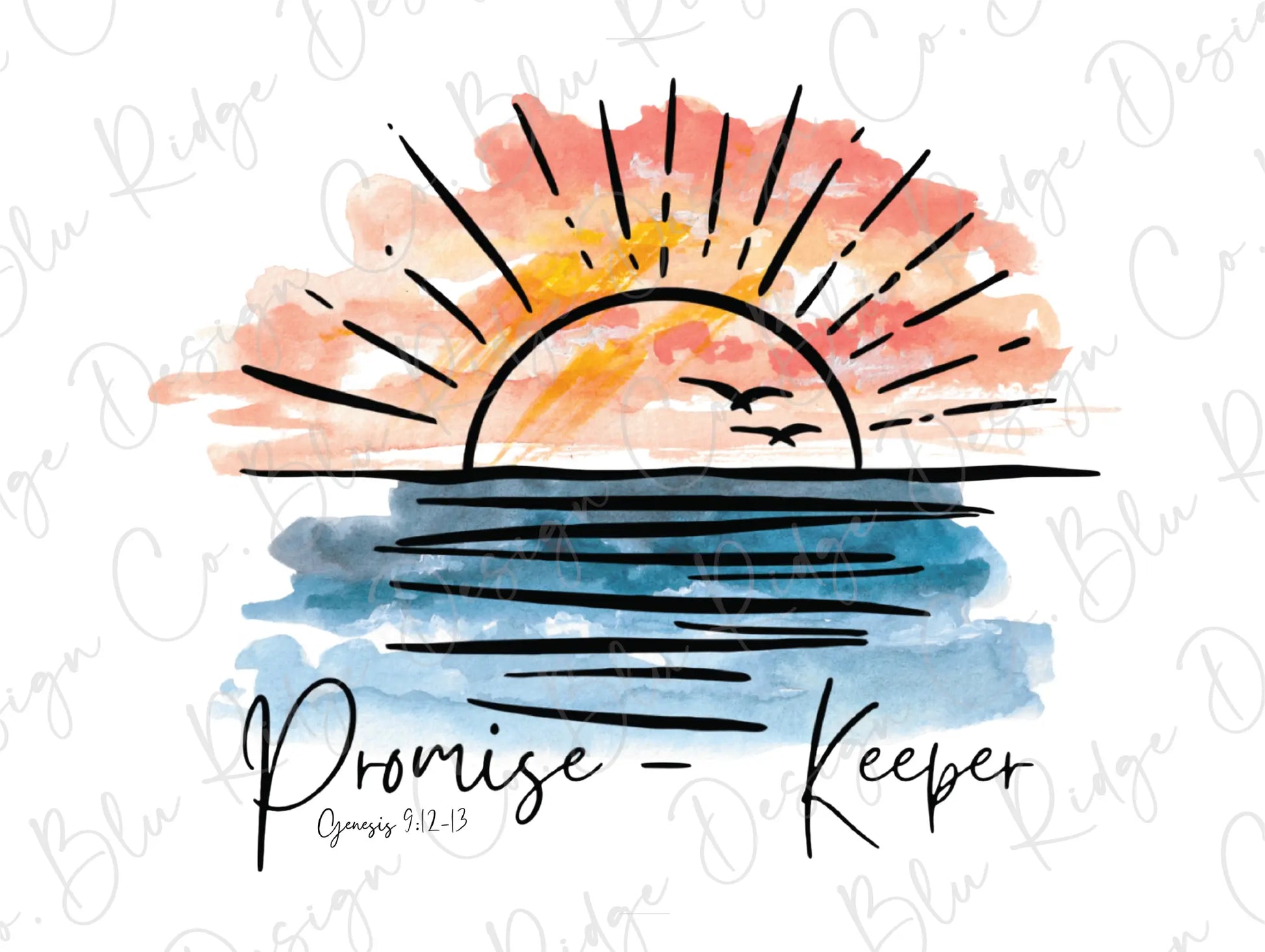 a watercolor drawing of a sunset with the words praise keeper