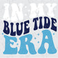 a blue and white sign that says blue tide era