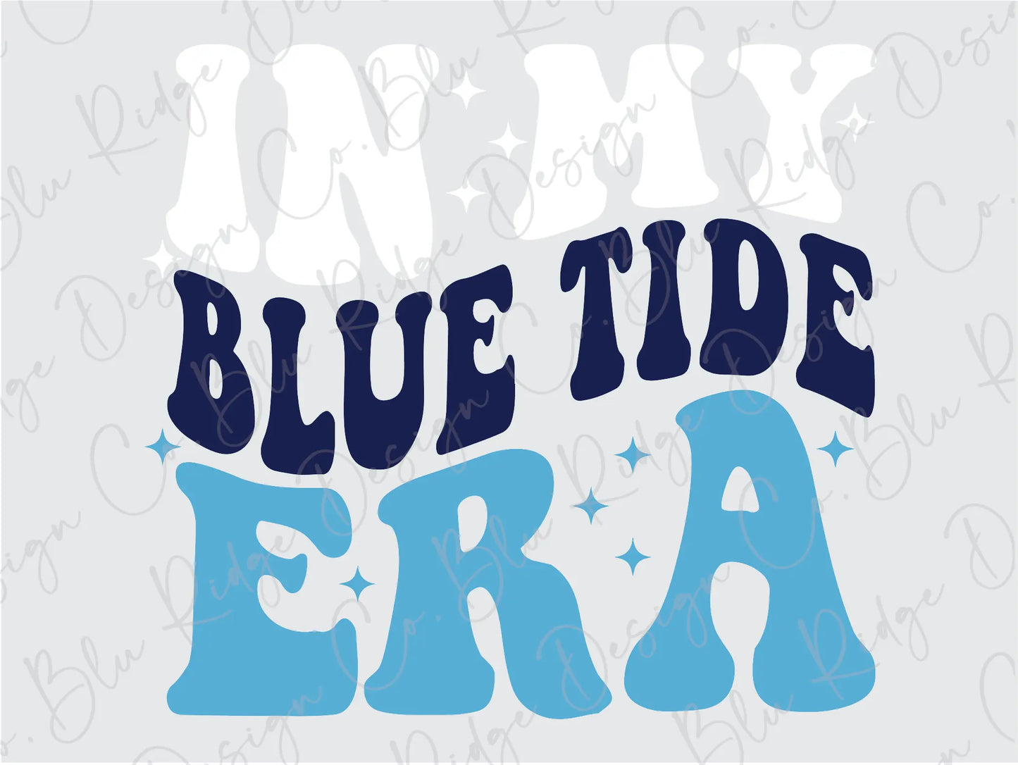 a blue and white sign that says blue tide era