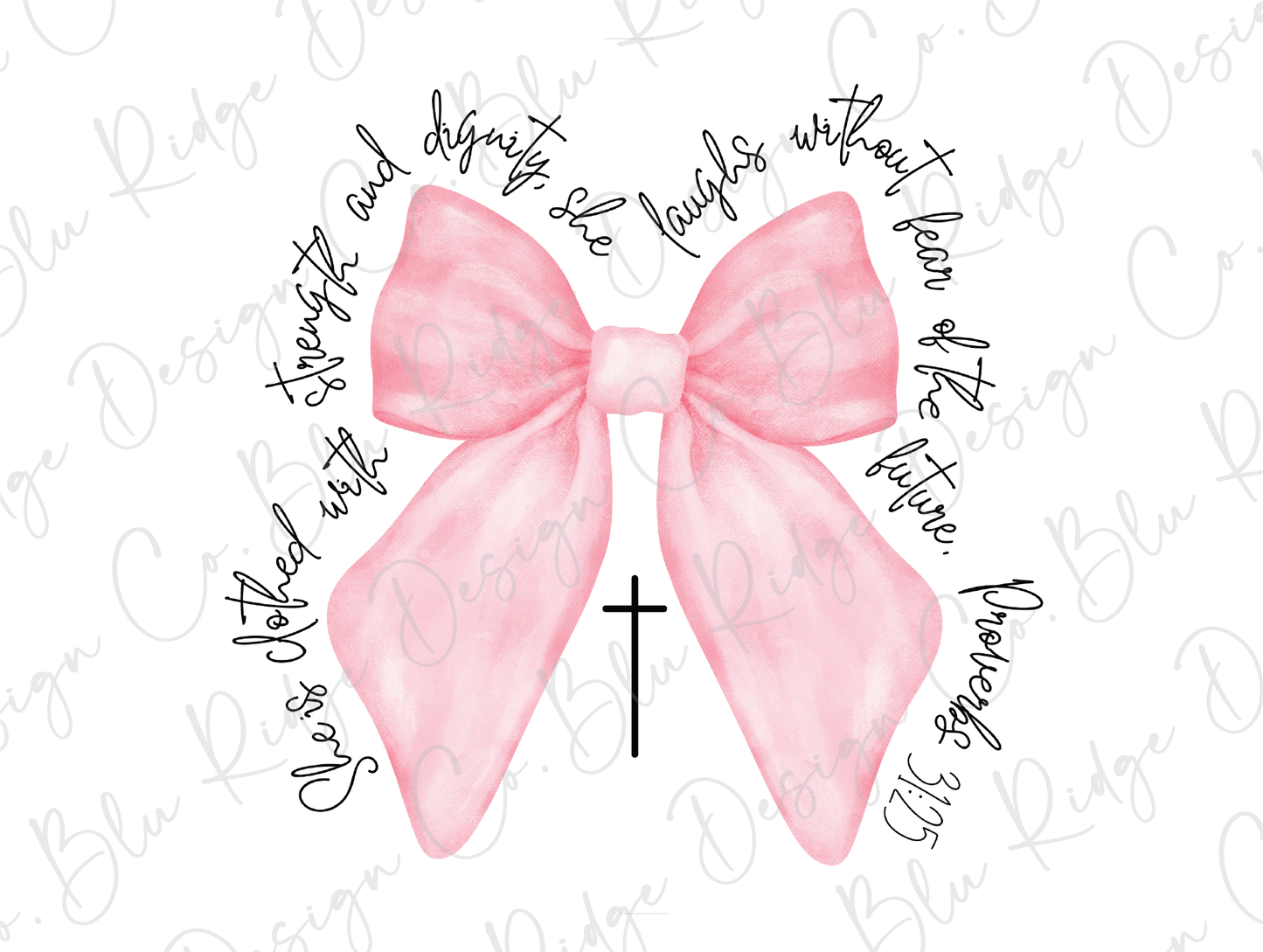 a pink bow with a cross on it