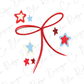 a red, white and blue ribbon with stars on it