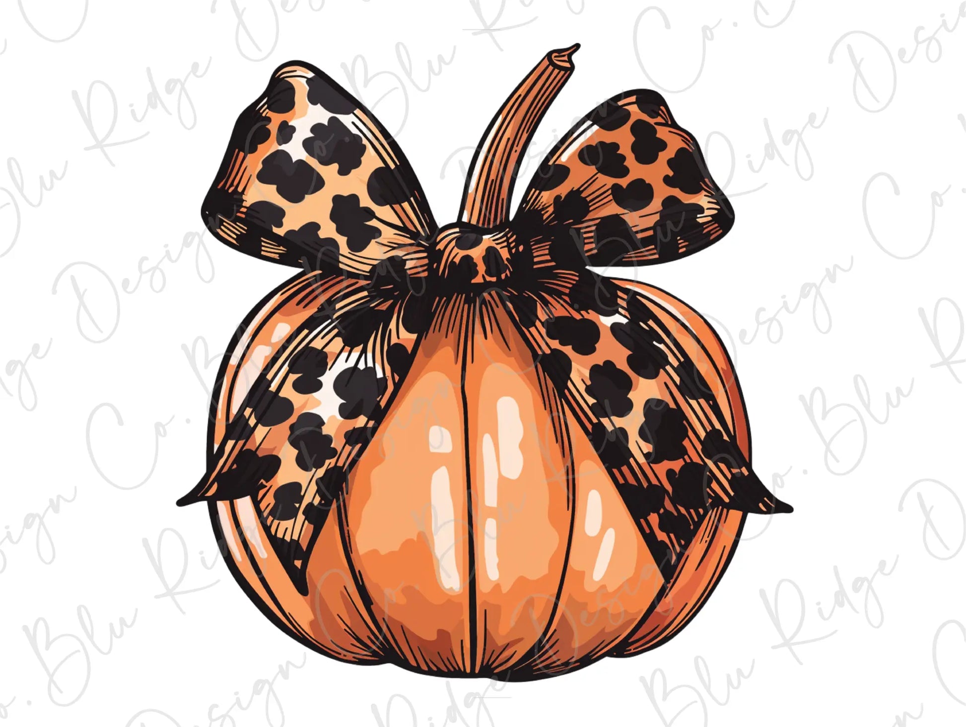 a pumpkin with a leopard print bow on it