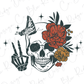 a skull with flowers and a butterfly on it