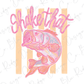 a large, colorful fish with a pink and orange color scheme, accompanied by the text "Shake that" written in a stylized font.