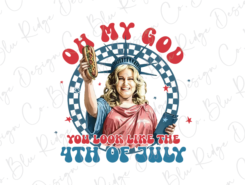 a picture of a lady liberty holding a hot dog