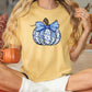 Blue Floral Fall Pumpkin Graphic T-Shirt